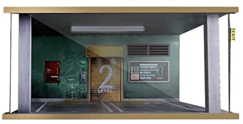 pistro Mini diorama 1/18 parking double garage avec lumière LED pour décoration de bureau – Paroi verte