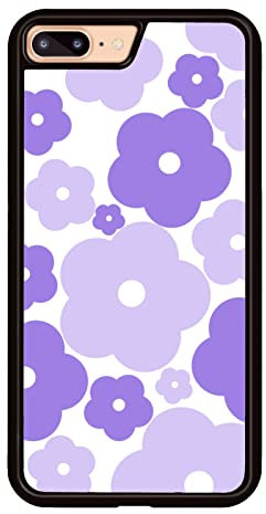 Axulimin for iPhone 8 Plus and iPhone 7 Plus Case Cute Kawaii Purple Flower Floral Aesthetic Phone Case for Girls Preppy Women - 5.5 Inch
