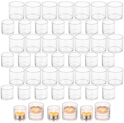 Glasseam Lot de 24 Petits photophores flottants en Verre Transparent pour Centre de Table, décorations de fête d'anniversaire