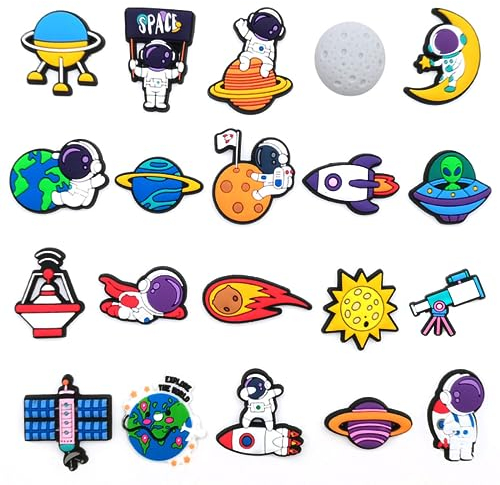 Magiho 20 Clips para Zapatos, Decoración de Astronáutica Espacial, Agujas para Zapatos, Agujas para Zapatos, para Hombres, Mujeres y Niños, Niñas, Adolescentes, Adultos, Niños, Cloruro de Polivinilo