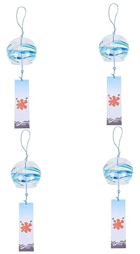 Happyyami 4 Pièces Carillons Éoliens en Verre Cloche à Vent Domestique Carillon en Verre Cloche Suspendue Domestique e Suspendue Jardin Ventilateur Musique Un