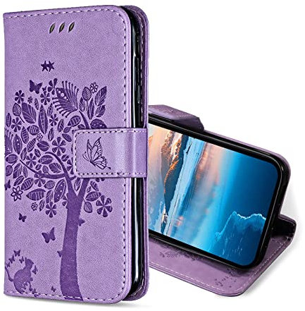 KANVOOS Funda para Xiaomi Redmi Note 8, Funda Tapa Libro Movil de Cuero PU, Ranura para Tarjeta Plegable Billetera Carcasa para Redmi Note 8 (Lavanda)