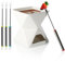 com-four® Schokoladenfondue-Set - Schmelztopf für Schokolade und Käse - Keramikschale mit Teelichthalter und 4 Gabeln - Schmelztiegel - Dessert-Dipschale für 4 Personen - Schmelzgefäß (weiß - eckig)