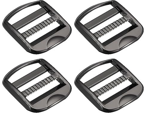 Uxcell Metal Ladder Buckle Slider Tri-Glider Metal Adjustable Buckles, 4pcs 25mm(1) Inner Width for Webbing Backpack Strap, Gun-black