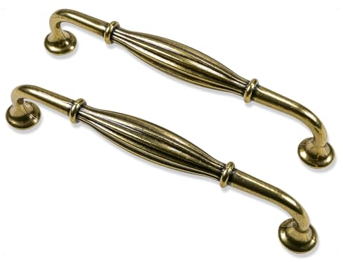Mprofi MT 2 X Schrankgriffe - Griffe für Küchenschränke - Schubladengriffe - Schrankgriffe Vintage für Kommode, Möbelgriffe, Küchengriffe - Landhaus - Goldene Farbe (Lochabstand 128mm) ABIAT/2