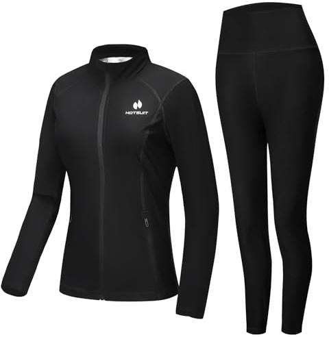 HOTSUIT Sauna Jacket Sports Shirt Women's Slimming Sweat Jacket Fitness Long Sports Shirt Training Shirt Black 4XL…