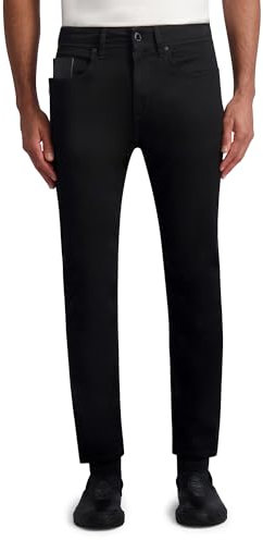 KARL LAGERFELD Herren Leather Pocket Exposed Zipper Pant Jeans, Schwarz, 48