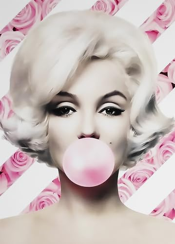KUSTOM ART Marilyn Monroe Chewin-gum Poster Hollywood-Schauspieler Rosa ungerahmt Kunstdruck auf beschichtetem Papier, 42 x 30 cm