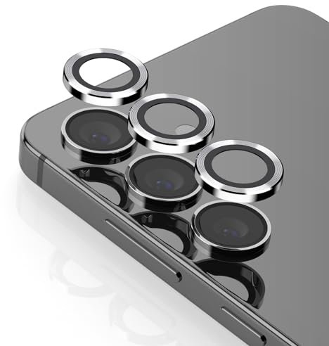 JEHOO 6 Pieces Camera Lens Protector for Samsung Galaxy S24/ S23/ S23 Plus, 2 Packs 9H Tempered Glass Metal Individual Ring Cover, Anti-Scratch HD Clear Scratch Resistant (Silver)