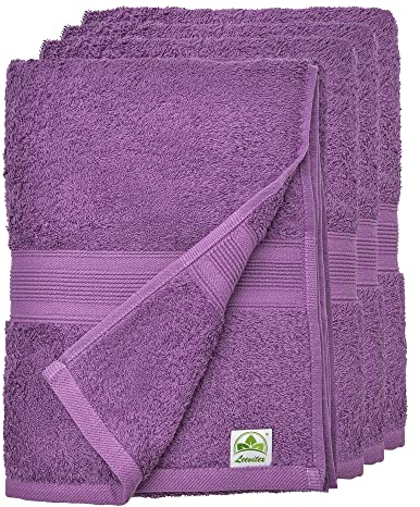 leevitex® Handtuch 4er Set aus 100% Baumwolle, weich und saugstark | 500 g/m² | 50 x 100 cm | Lila