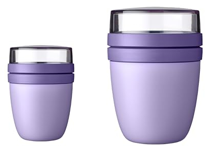 Mepal - Lunchpot Ellipse Duo Pack – Vivid Lilac – Mini + Large – praktischer Müslibecher, Joghurtbecher, To go Becher – Geeignet für Tiefkühler, Mikrowelle und Spülmaschine