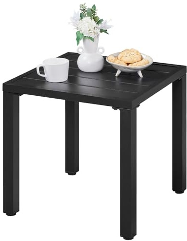 Yaheetech Table de Jardin Terrasse en Métal Table de Service Exterieur Tables Basse carrée pour Rangement Patio Bistrot Terrasse Balcon 45×45×45,5 cm H