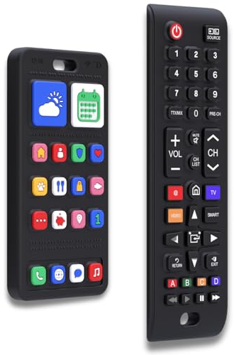 Baby Fernbedienung + Baby Telefon & Beißring - 100% Silikon Beißspielzeug, lebensechtes Spielzeug-Set für Jungen & Mädchen, BPA-frei, ohne Elektronik | Broemba® Bari