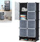 Suusolny DIY Garderobe Kleiderschrank Regalsystem Aufbewahrung Schrank Aufbewahrungssystem Garderobenschrank Wasserdicht Staubabweisend - Schwarz, 8 Boxen mit Tür+2 Schuhe Boxen