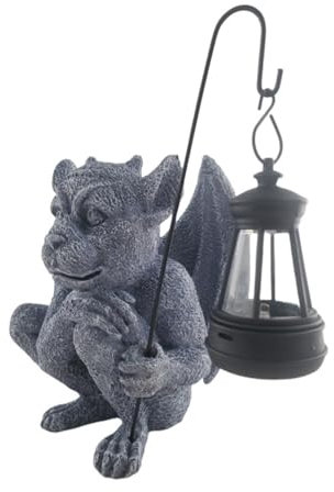 Statue de jardin de gargouille, statues de gargouille d'extérieur - Sculpture gothique de décoration extérieure | Figurines de collection de sculpture d'Halloween, gargouille de jardin solaire, statue