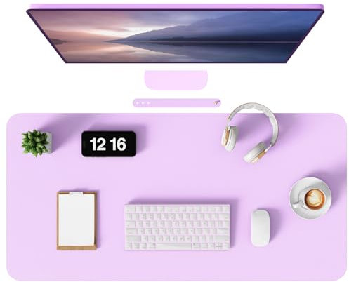MOLMO Non-Slip Desk Mat, Waterproof Desk Pad Table Protector, Easy Clean Laptop Mat Large Mouse Pad Leather Writing Mat with Suede for Office/Home/Decor (Light Purple, 80 x 40 cm)