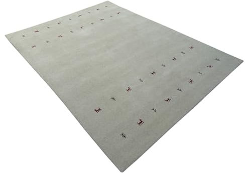 Beige Naturfarbe Teppich 100% Wolle Handgewebt Schurwolle 170x240 cm AC2