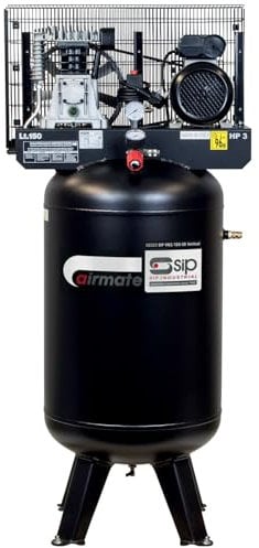 SIP Airmate VN3/150-SB Vertical Belt Drive Air Compressor, 230V 13A, 150L, 3hp / 2.2kW, 145psi / 10 Bar 13CFM 96dB