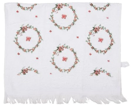 Clayre & Eef Gästehandtuch 40x66 cm Weiß Baumwolle Schmetterlinge