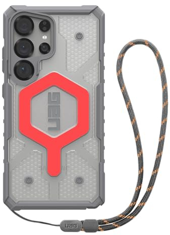 URBAN ARMOR GEAR Bundle Pathfinder MS Case/Lanyard kompatibel mit Samsung Galaxy S25 Ultra (Wireless Charging/Magnetische Aufladung kompatibel, Hülle inkl. Band) rot (schwarz/Graphite)