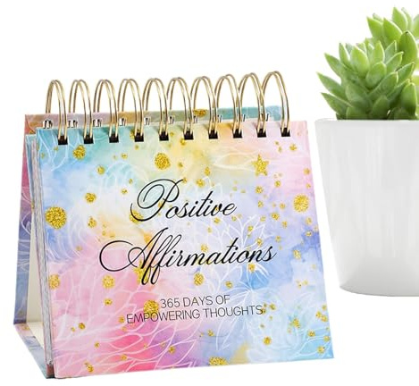 Täglicher Affirmationskalender, inspirierende Zitate, Schreibtischkalender, 365-Tage- Schreibtischkalender, motivierender Stehen, positive Affirmationen für Frauen, 12,7 x 12,7 cm, mehrfarbig