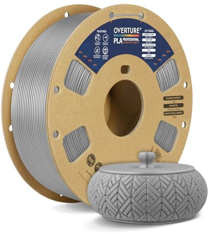 OVERTURE PLA Plus (PLA+) 3D Printer Filament 1.75mm, 1kg Moonlight Silver | Stronger & More Durable, 4X Tougher Than Basic PLA, High Quality for Prints, Fits Most FDM Printers (Moonlight Silver)
