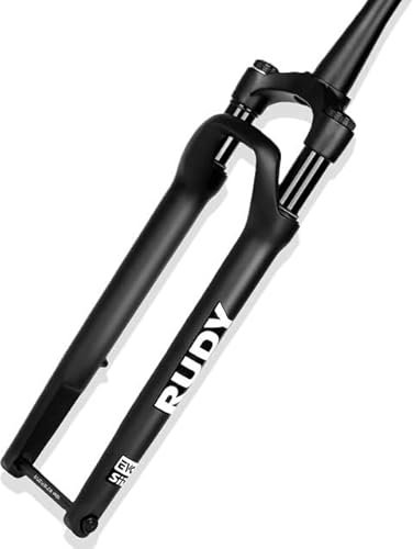 HESHUWEN Bike Forks 700C Road Bike Fork Suspension 100 * 12MM Air And Oil Shock Absorber Tapered Off-road Disc Brake Fork Gravel Mtb Forks(Matte UD WHITE LOGO)