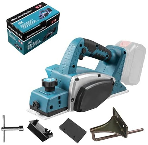 Pialla senza fili compatibile con batteria Makita 18V, 3200r/min, pialla per legno manuale senza spazzole, regolazione della profondità di 0-2 mm, pialla elettrica per la lavorazione del legno (senza