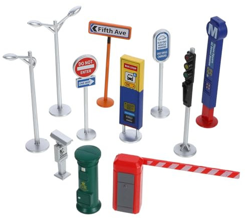 VANZACK Miniatur Straße Zeichen Mit Leuchtenden Farben Und Klaren Verkehrszeichen Für Junge Mädchen Kombinierbar Mit Konstruktionsspielzeug Für Simulationsszenen Und Verkehrsdemos