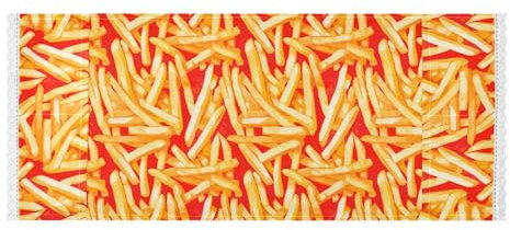 Yummy Gebratene Pommes Frites Gelb Rot Spitze Rand Waschtrockner Abdeckung mit Seitentasche Staubdicht Waschmaschine Schutzhülle für Waschmaschine Mikrowelle Kühlschrank 130 x 55,9 cm