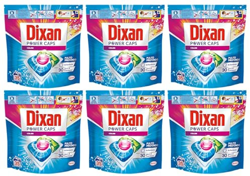 Dixan Power Caps Color Detersivo in Capsule per Lavatrice - Confezione da 6 x 35 capsule - 210 Lavaggi