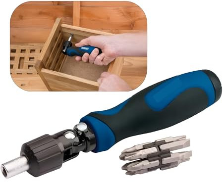 Draper 13 Piece Ratcheting Screwdriver Set – Built-in Bit Storage, Pro-Grade Ratchet Tool for Fast, One-Handed Screwdriving
