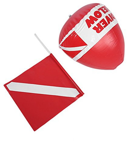 HERCHR Inflatable Torpedo Buoy Float,Diver Below Floater with Dive Flag Floater Bouy Ball for Diving Diving Snorkeling Appearance Signalling