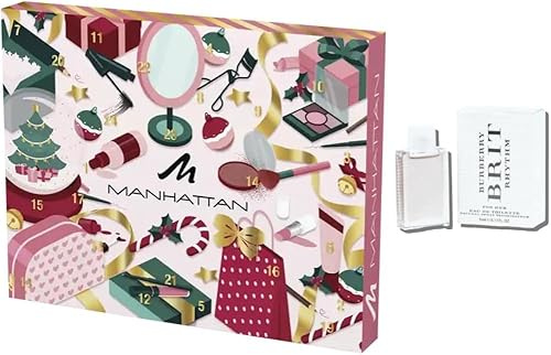 MANHATTAN Adventskalender 2025 Frauen, Make-up Advent Kalender, 24 Kosmetik Produkten, Primer, Lipliner, Mascara, für Frau und Damen, Beauty Advent Calendar, Weihnachtskalender (Wert 150€)