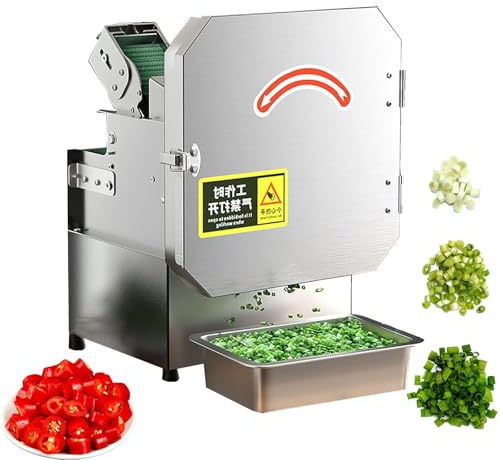 Commercial Vegetable Cutter Slicer, Electric Food Processor Vegetable Chopper, Heavy Duty Spring Onion Slicing Cutting Machine, 150kg/hour, 1.5-35mm Adjustable Thickness, Easy Clean
