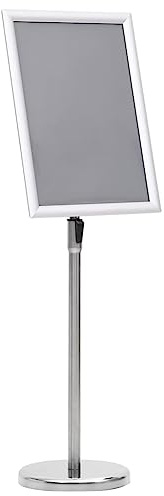 CIOURSTO Support D'affiche sur Pied Réglable, Cadre en Alliage D'aluminium et Film PVC, Présentoir Rotatif avec Cadre Ouvert à Pression pour Restaurant, Hall ou Bureau (Argent)