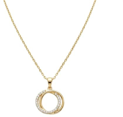 Suzan Gold® 375 Echtgold Halskette Damen mit offenem Kreis Anhänger und Zirkonia, zeitlos elegant für Alltag und besondere Anlässe, nickelfrei wasserfest Geschenkidee – Ciréline Halo