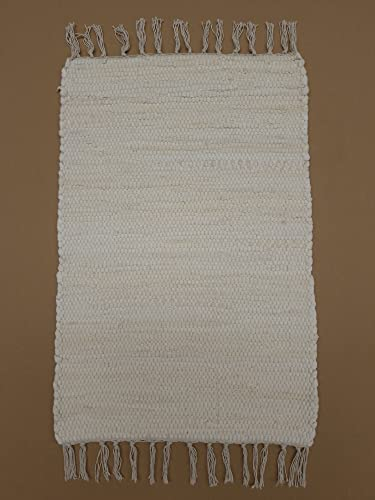 Kottig Fleckerl Handweb Teppich Fleckerlteppich Uni 60x90 Garmisch Flickenteppich Einfarbig (Beige)