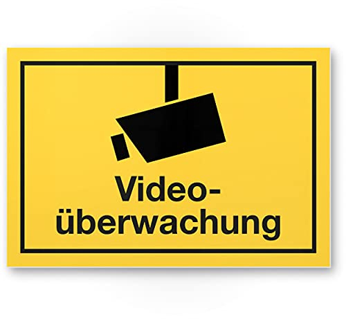Komma Security Videoüberwachung Schild 30 x 20 cm Hinweisschild Innen Außen Warnhinweis Video-Überwacht Einbruchschutz Hinweis Prävention von Einbrüchen - Abschreckung