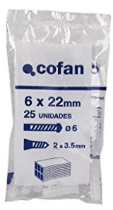 Cofan 07602105 tacos en bolsa, Blanco, 5 mm, Set de 25 Piezas