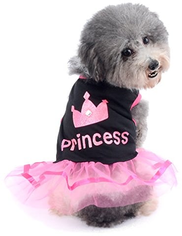 Ranphy Small Dog Cat Skirt Chihuahua Clothes for Girls Crown Princess Dress Puppy Shirt Summer Clothing,Pink and White S