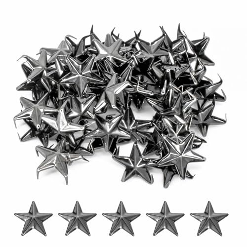 WedDecor 50 x 15mm Star Nail Head Punk Studs Gun Metal Hand Pressed DIY Leathercraft Goth Spikes Decorative Star Shaped Studs