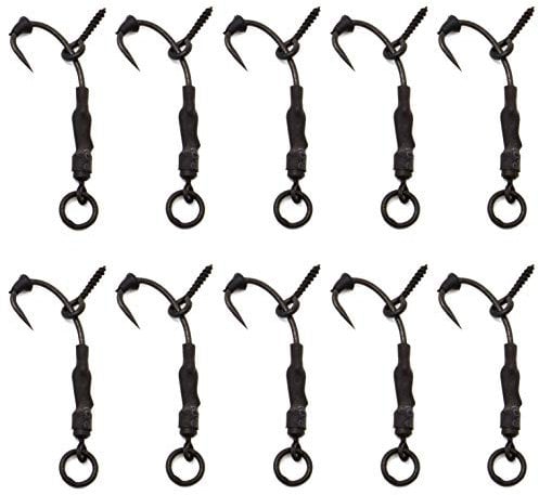 Pack of 10 Phoxinus Ronnie Rigs All black with Teflon coated phoxinus hooks. Hair rigs for carp fishing