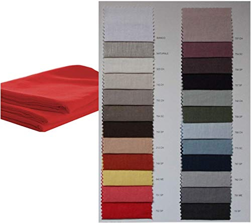 Ricami Fiorentini - Sábana encimera de puro lino 100 % efecto arrugado/no necesita planchado, cualquier color y medida, producto artesanal Toscano (blanco, una plaza y media francesa)