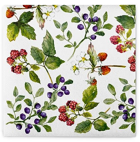 Sovie HOME Serviette Else, aus Linclass® Airlaid 40 x 40 cm, extrem saugstark & stoffähnlich, Waldfrüchte Beeren, 12 Stück