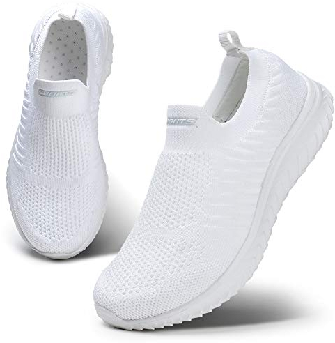 HKR Zapatos Slip-on Mujer para Sin Cordones Casual Running Fitness Andar Blancas 37 EU