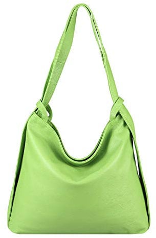 ITALYSHOP24.COM OBC Damen Tasche Rucksack 2 in 1 Umhängetasche Schultertasche Umhängetasche Daypack Leder Rucksacktasche Shopper Backpack Freizeitrucksack (Apfelgrün (echtes Leder))