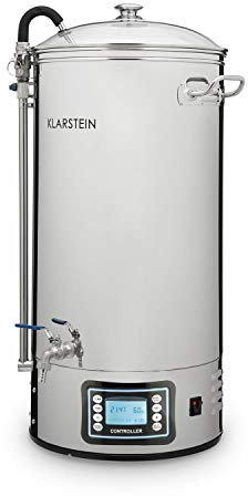 Klarstein Mundschenk Mash Tun - Mash Kettle Beer Brewing Set, Home Brewing, LCD Display, Touch Panel, Easy Emptying via Secure Drain Tap, Stainless Steel, 50 L
