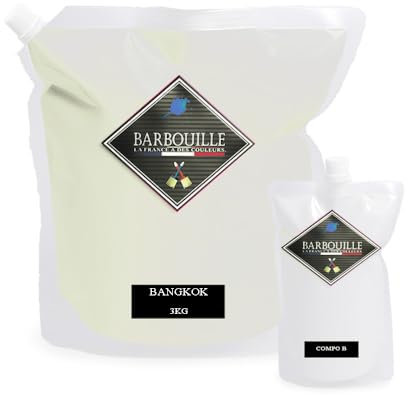 Peinture Résine Vert d'eau Bangkok - Résine Epoxy Bi-Composants - Effet Brillant - Peinture Mur, Plafond, Boiserie, Carrelage & Métal - Lessivable - COV A+ - Fabriquée En France - 2,5 L - BARBOUILLE