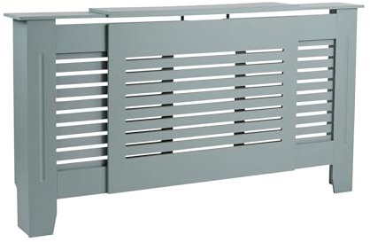 Home Source Extending Radiator Cover Wooden Wall Cabinet Slatted Grill, Grey, Adjustable to 203cm